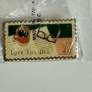 Vintage 'Love You Dad' Stamp Pin‎